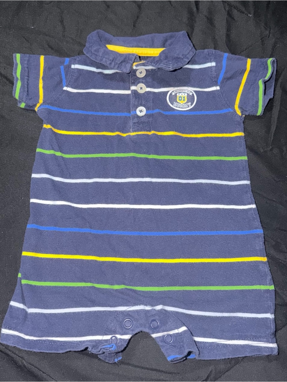 Carter's Baby Boy Striped Polo Romper Size 6 Months GUC